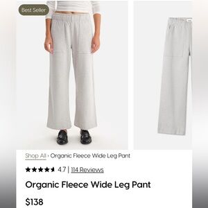 NWOT MATE the Label Organic Fleece Wide Leg Pants in Gray - M